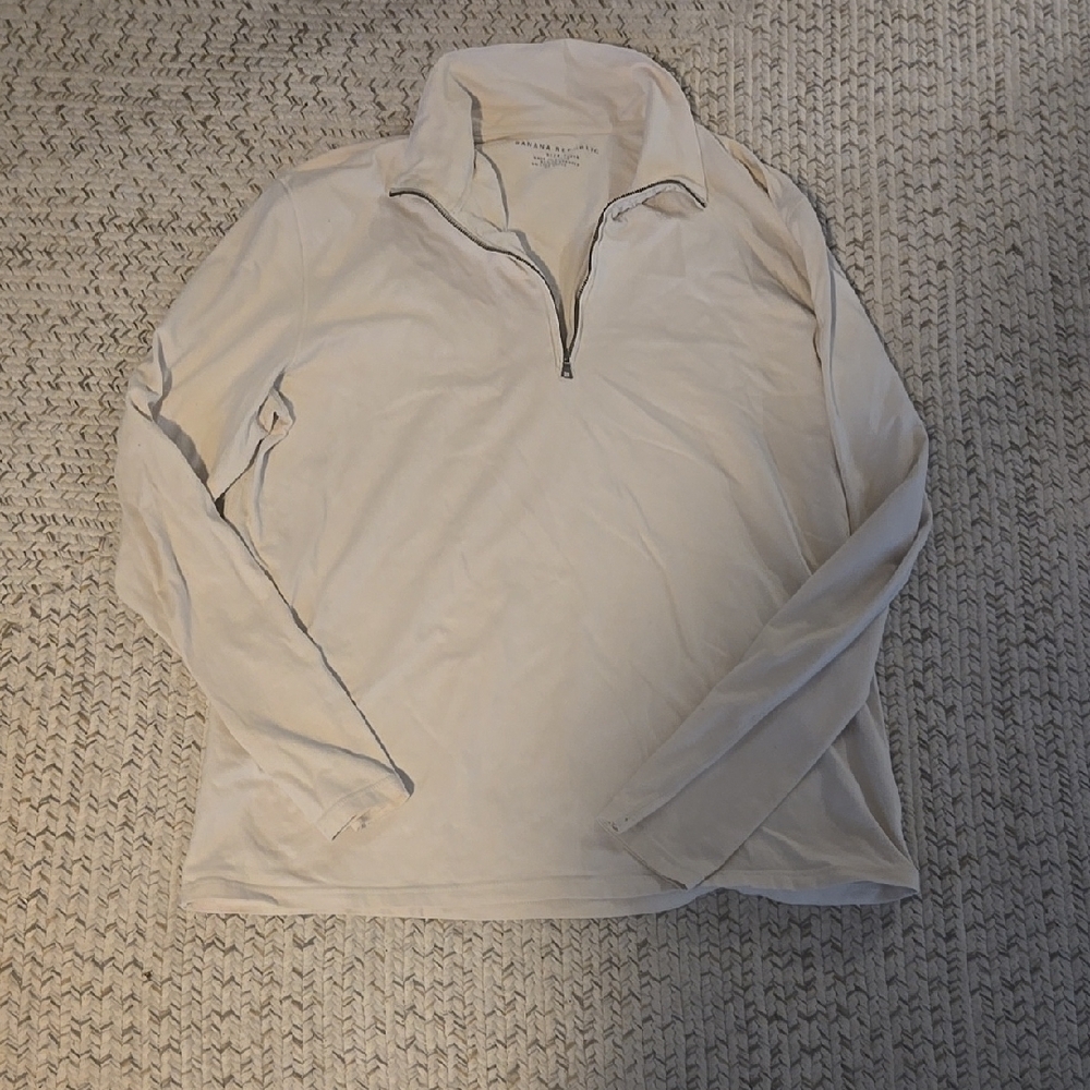 Banana Republic Cream Quarter-Zip Pullover